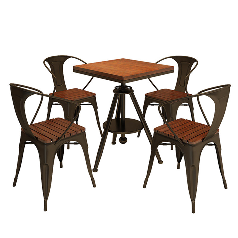 Solid Wood Industrial Dining Table Adjustable Square Table with Black Frame for Dinning Room Clearhalo ' dining_table' 'Dining Tables & Seating' 'Dining Tables' 'furn' 'furn_dining_table' 'Furniture' 'furniture_dining_table' 'Kitchen & Dining Furniture' 'kitchen&dining_furn' 'kitchen' 'kitchen_dining_table' 3756853