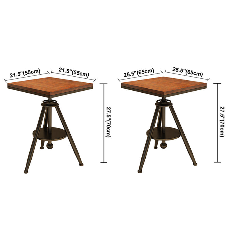 Solid Wood Industrial Dining Table Adjustable Square Table with Black Frame for Dinning Room Clearhalo ' dining_table' 'Dining Tables & Seating' 'Dining Tables' 'furn' 'furn_dining_table' 'Furniture' 'furniture_dining_table' 'Kitchen & Dining Furniture' 'kitchen&dining_furn' 'kitchen' 'kitchen_dining_table' 3756854