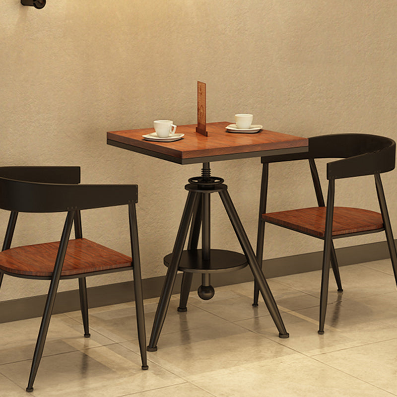 Solid Wood Industrial Dining Table Adjustable Square Table with Black Frame for Dinning Room Clearhalo ' dining_table' 'Dining Tables & Seating' 'Dining Tables' 'furn' 'furn_dining_table' 'Furniture' 'furniture_dining_table' 'Kitchen & Dining Furniture' 'kitchen&dining_furn' 'kitchen' 'kitchen_dining_table' 3756855