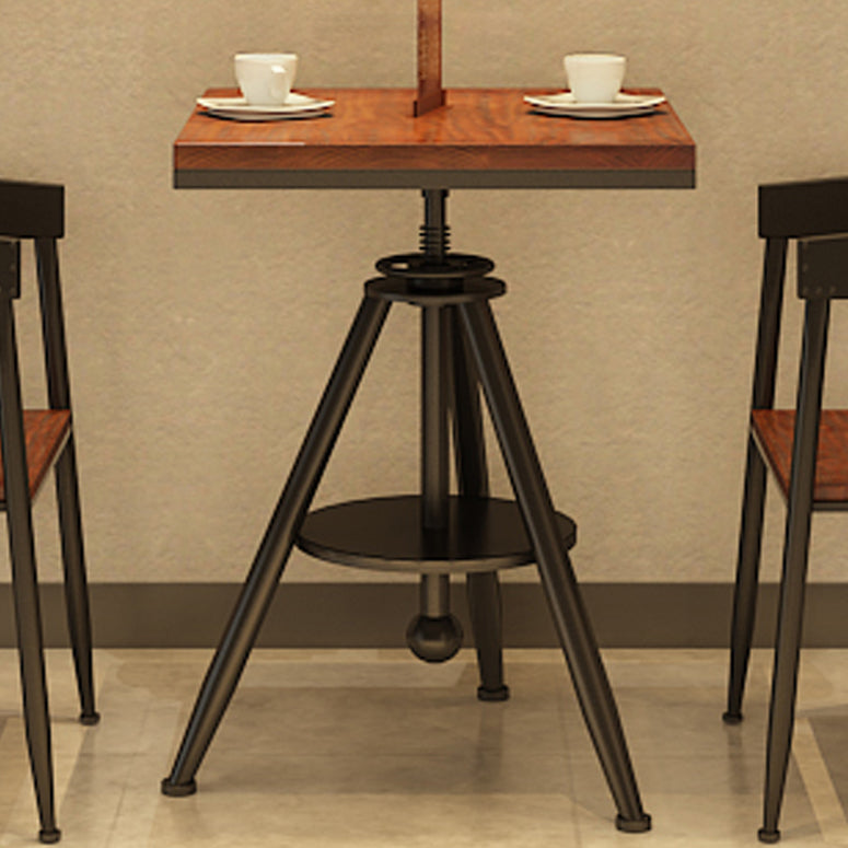 Solid Wood Industrial Dining Table Adjustable Square Table with Black Frame for Dinning Room Clearhalo ' dining_table' 'Dining Tables & Seating' 'Dining Tables' 'furn' 'furn_dining_table' 'Furniture' 'furniture_dining_table' 'Kitchen & Dining Furniture' 'kitchen&dining_furn' 'kitchen' 'kitchen_dining_table' 3756856