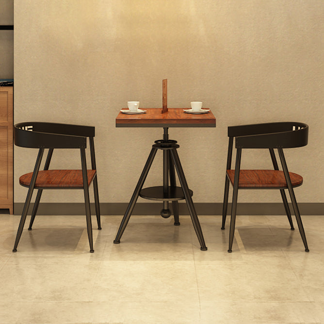 Solid Wood Industrial Dining Table Adjustable Square Table with Black Frame for Dinning Room Clearhalo ' dining_table' 'Dining Tables & Seating' 'Dining Tables' 'furn' 'furn_dining_table' 'Furniture' 'furniture_dining_table' 'Kitchen & Dining Furniture' 'kitchen&dining_furn' 'kitchen' 'kitchen_dining_table' 3756858