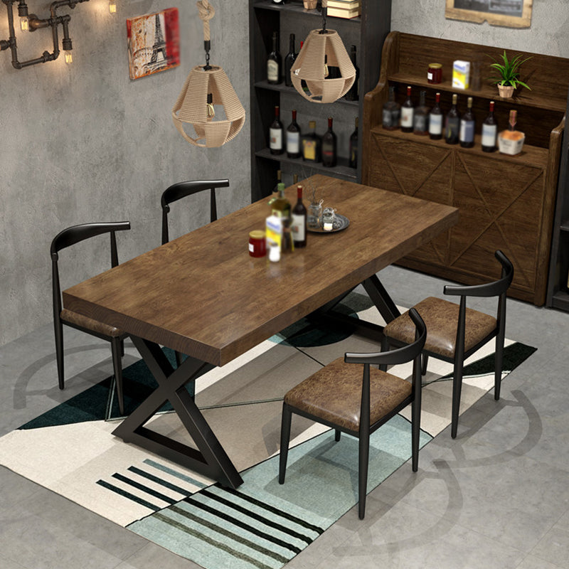 Industrial Style Home Pine Dining Table Rectangle Shape Table with Trestle Base Clearhalo ' dining_table' 'Dining Tables & Seating' 'Dining Tables' 'furn' 'furn_dining_table' 'Furniture' 'furniture_dining_table' 'Kitchen & Dining Furniture' 'kitchen&dining_furn' 'kitchen' 'kitchen_dining_table' 3756859