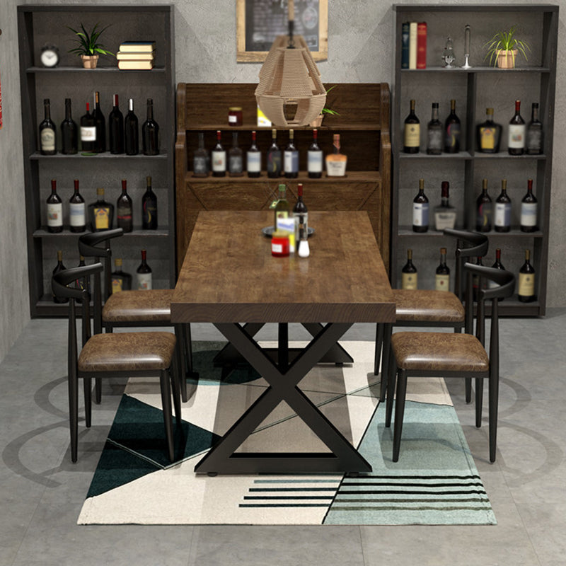 Industrial Style Home Pine Dining Table Rectangle Shape Table with Trestle Base Clearhalo ' dining_table' 'Dining Tables & Seating' 'Dining Tables' 'furn' 'furn_dining_table' 'Furniture' 'furniture_dining_table' 'Kitchen & Dining Furniture' 'kitchen&dining_furn' 'kitchen' 'kitchen_dining_table' 3756860