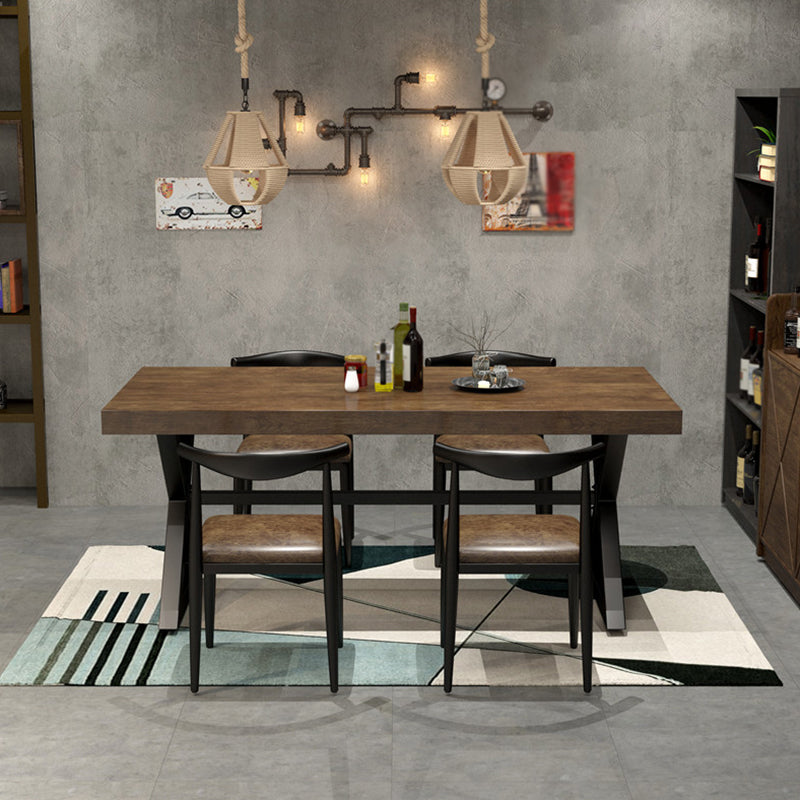 Industrial Style Home Pine Dining Table Rectangle Shape Table with Trestle Base Clearhalo ' dining_table' 'Dining Tables & Seating' 'Dining Tables' 'furn' 'furn_dining_table' 'Furniture' 'furniture_dining_table' 'Kitchen & Dining Furniture' 'kitchen&dining_furn' 'kitchen' 'kitchen_dining_table' 3756862