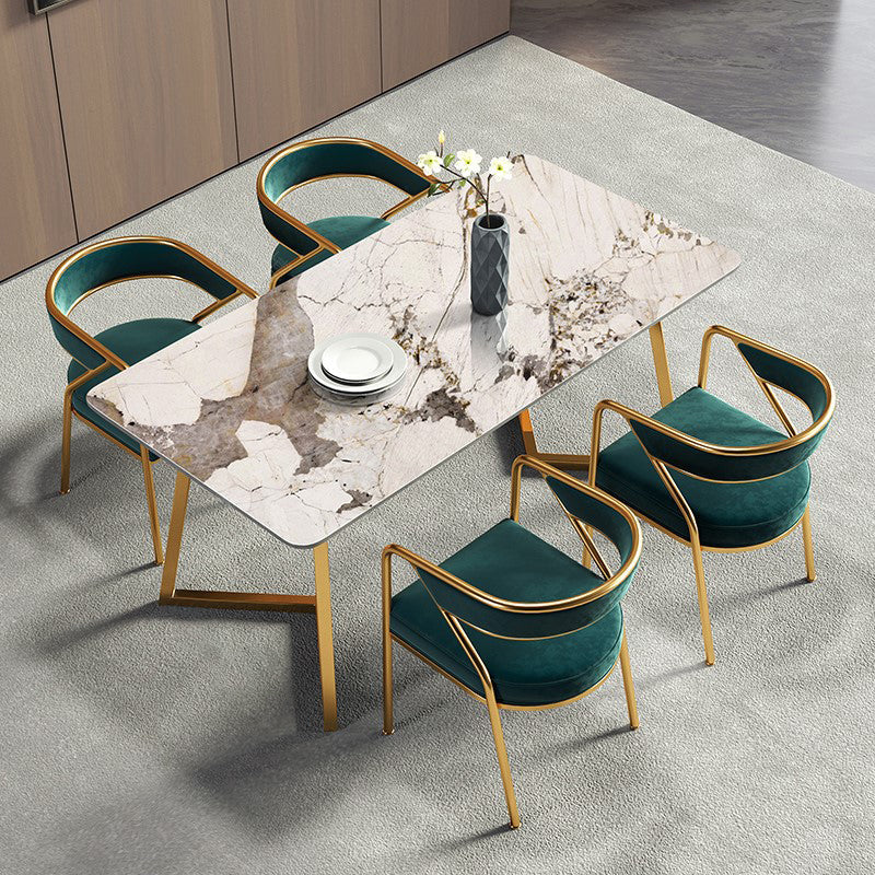 Metal Traditional Luxury Rectangular Indoor Table Sintered Stone Table with Sled Base Clearhalo ' dining_table' 'Dining Tables & Seating' 'Dining Tables' 'furn' 'furn_dining_table' 'Furniture' 'furniture_dining_table' 'Kitchen & Dining Furniture' 'kitchen&dining_furn' 'kitchen' 'kitchen_dining_table' 3756874
