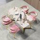 Metal Traditional Luxury Rectangular Indoor Table Sintered Stone Table with Sled Base Clearhalo ' dining_table' 'Dining Tables & Seating' 'Dining Tables' 'furn' 'furn_dining_table' 'Furniture' 'furniture_dining_table' 'Kitchen & Dining Furniture' 'kitchen&dining_furn' 'kitchen' 'kitchen_dining_table' 3756876