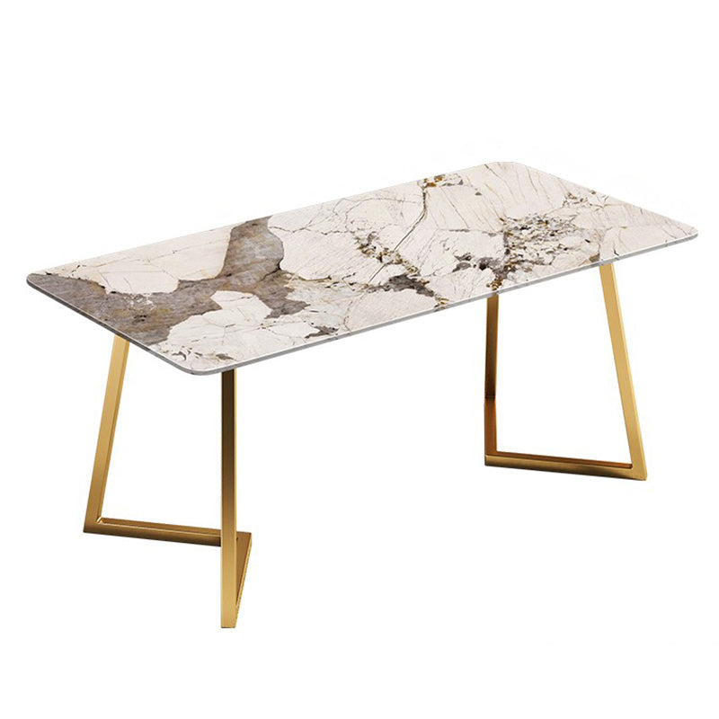 Metal Traditional Luxury Rectangular Indoor Table Sintered Stone Table with Sled Base Without Chairs Clearhalo ' dining_table' 'Dining Tables & Seating' 'Dining Tables' 'furn' 'furn_dining_table' 'Furniture' 'furniture_dining_table' 'Kitchen & Dining Furniture' 'kitchen&dining_furn' 'kitchen' 'kitchen_dining_table' 3756878