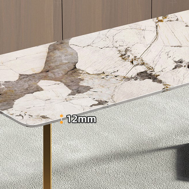 Metal Traditional Luxury Rectangular Indoor Table Sintered Stone Table with Sled Base Clearhalo ' dining_table' 'Dining Tables & Seating' 'Dining Tables' 'furn' 'furn_dining_table' 'Furniture' 'furniture_dining_table' 'Kitchen & Dining Furniture' 'kitchen&dining_furn' 'kitchen' 'kitchen_dining_table' 3756879