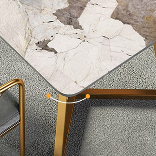 Metal Traditional Luxury Rectangular Indoor Table Sintered Stone Table with Sled Base Clearhalo ' dining_table' 'Dining Tables & Seating' 'Dining Tables' 'furn' 'furn_dining_table' 'Furniture' 'furniture_dining_table' 'Kitchen & Dining Furniture' 'kitchen&dining_furn' 'kitchen' 'kitchen_dining_table' 3756880