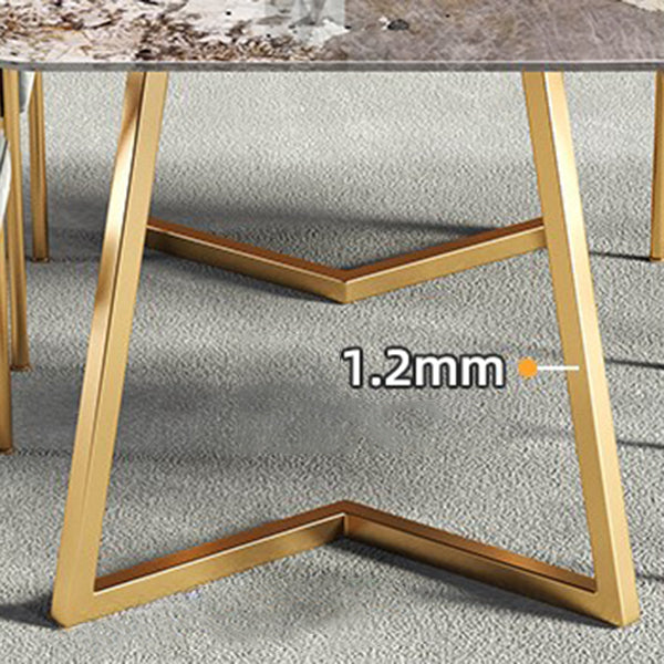 Metal Traditional Luxury Rectangular Indoor Table Sintered Stone Table with Sled Base Clearhalo ' dining_table' 'Dining Tables & Seating' 'Dining Tables' 'furn' 'furn_dining_table' 'Furniture' 'furniture_dining_table' 'Kitchen & Dining Furniture' 'kitchen&dining_furn' 'kitchen' 'kitchen_dining_table' 3756881