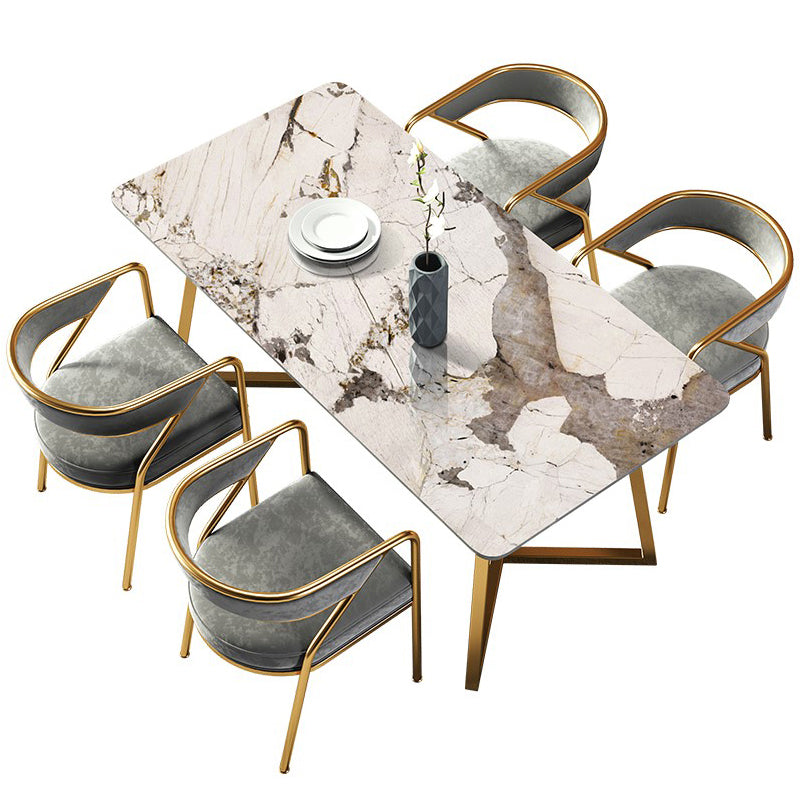 Metal Traditional Luxury Rectangular Indoor Table Sintered Stone Table with Sled Base Clearhalo ' dining_table' 'Dining Tables & Seating' 'Dining Tables' 'furn' 'furn_dining_table' 'Furniture' 'furniture_dining_table' 'Kitchen & Dining Furniture' 'kitchen&dining_furn' 'kitchen' 'kitchen_dining_table' 3756882