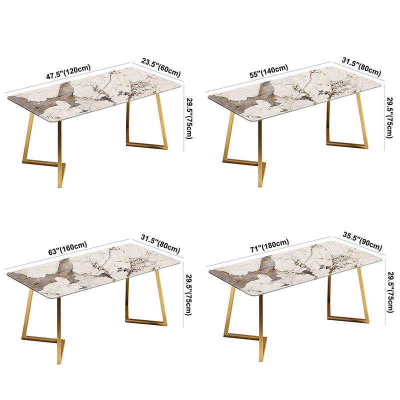 Metal Traditional Luxury Rectangular Indoor Table Sintered Stone Table with Sled Base Clearhalo ' dining_table' 'Dining Tables & Seating' 'Dining Tables' 'furn' 'furn_dining_table' 'Furniture' 'furniture_dining_table' 'Kitchen & Dining Furniture' 'kitchen&dining_furn' 'kitchen' 'kitchen_dining_table' 3756883