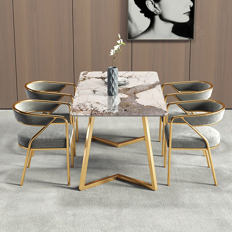 Metal Traditional Luxury Rectangular Indoor Table Sintered Stone Table with Sled Base Clearhalo ' dining_table' 'Dining Tables & Seating' 'Dining Tables' 'furn' 'furn_dining_table' 'Furniture' 'furniture_dining_table' 'Kitchen & Dining Furniture' 'kitchen&dining_furn' 'kitchen' 'kitchen_dining_table' 3756885