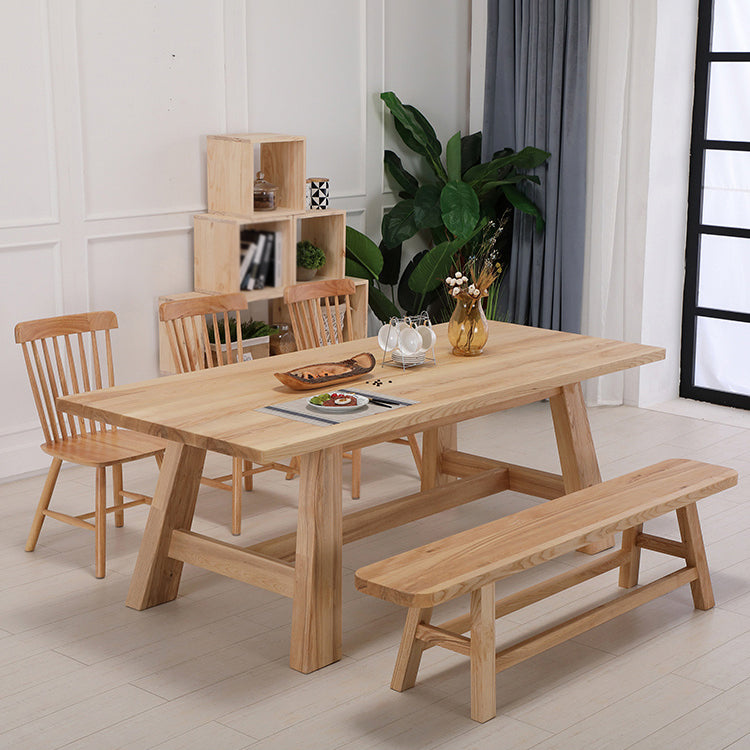 Rectangle Pine Wood Dining Table Modern Table in Nature with Wooden Trestle Base Clearhalo ' dining_table' 'Dining Tables & Seating' 'Dining Tables' 'furn' 'furn_dining_table' 'Furniture' 'furniture_dining_table' 'Kitchen & Dining Furniture' 'kitchen&dining_furn' 'kitchen' 'kitchen_dining_table' 3756886