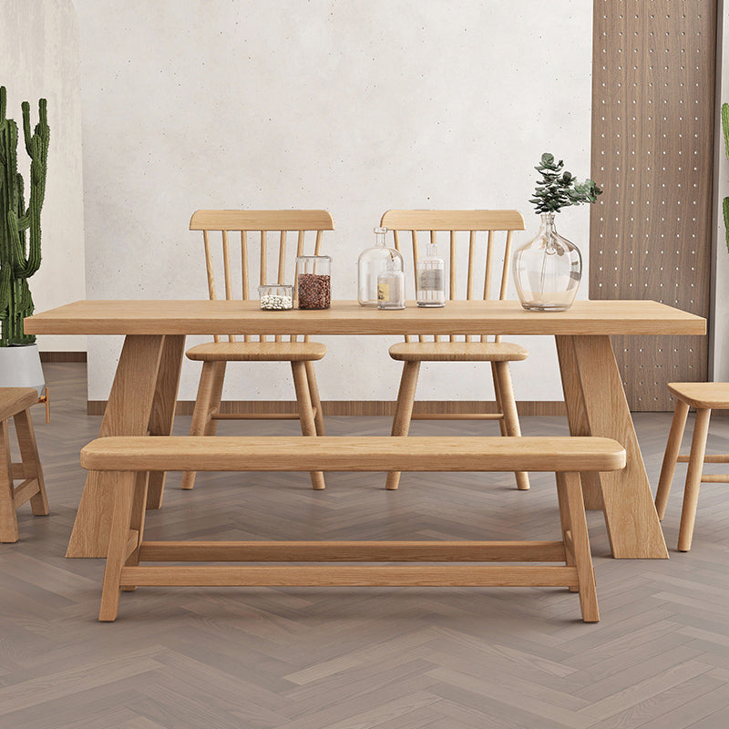 Rectangle Pine Wood Dining Table Modern Table in Nature with Wooden Trestle Base Clearhalo ' dining_table' 'Dining Tables & Seating' 'Dining Tables' 'furn' 'furn_dining_table' 'Furniture' 'furniture_dining_table' 'Kitchen & Dining Furniture' 'kitchen&dining_furn' 'kitchen' 'kitchen_dining_table' 3756888