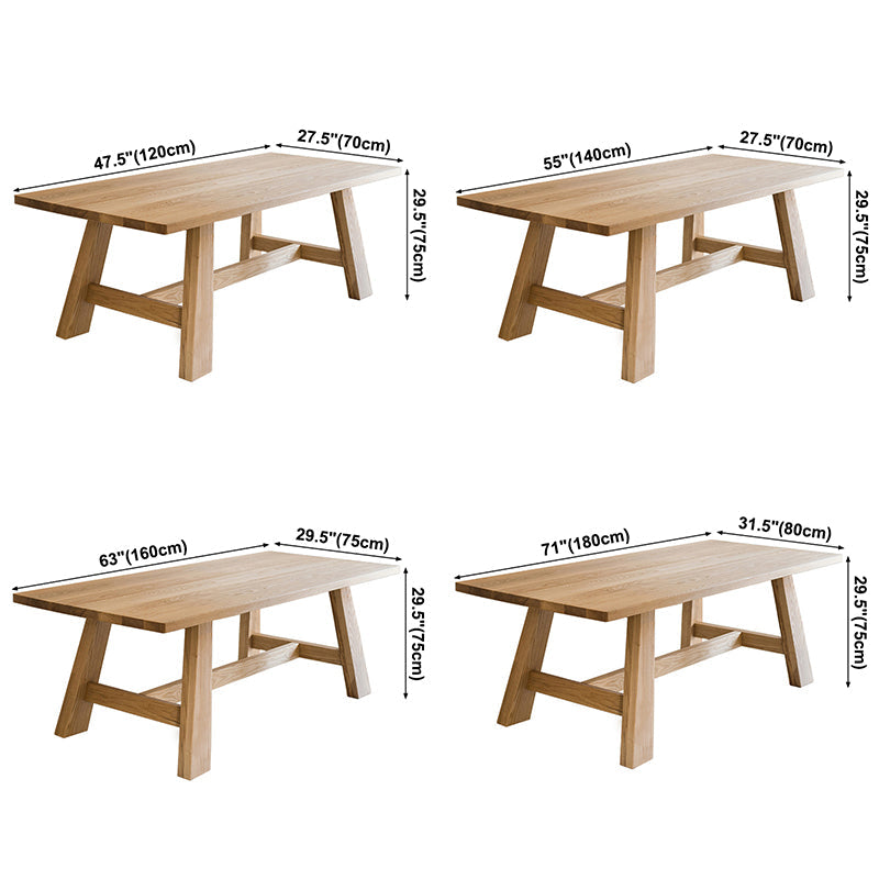 Rectangle Pine Wood Dining Table Modern Table in Nature with Wooden Trestle Base Clearhalo ' dining_table' 'Dining Tables & Seating' 'Dining Tables' 'furn' 'furn_dining_table' 'Furniture' 'furniture_dining_table' 'Kitchen & Dining Furniture' 'kitchen&dining_furn' 'kitchen' 'kitchen_dining_table' 3756895
