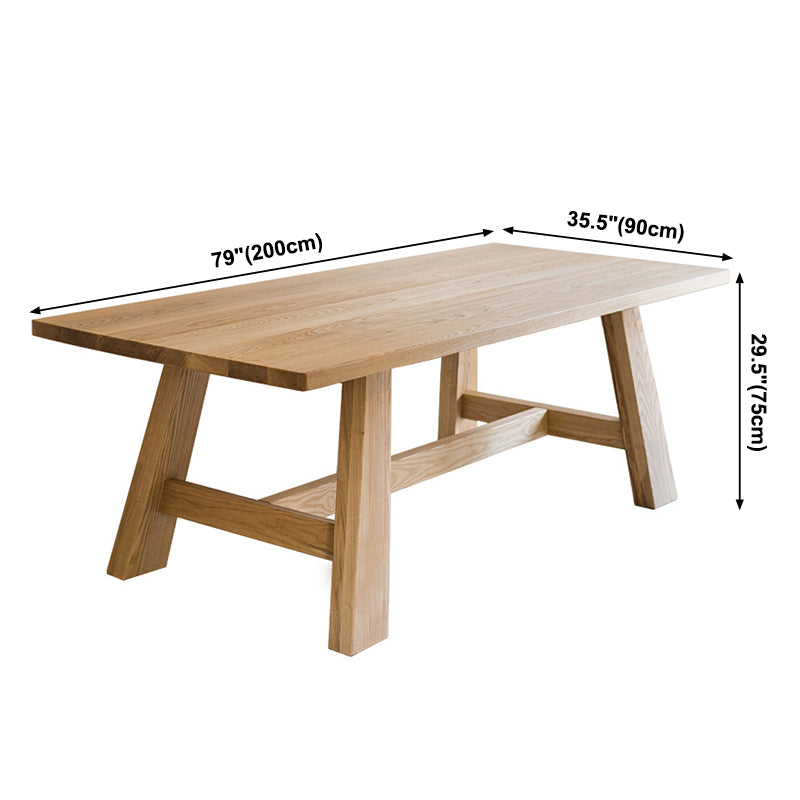 Rectangle Pine Wood Dining Table Modern Table in Nature with Wooden Trestle Base Clearhalo ' dining_table' 'Dining Tables & Seating' 'Dining Tables' 'furn' 'furn_dining_table' 'Furniture' 'furniture_dining_table' 'Kitchen & Dining Furniture' 'kitchen&dining_furn' 'kitchen' 'kitchen_dining_table' 3756896