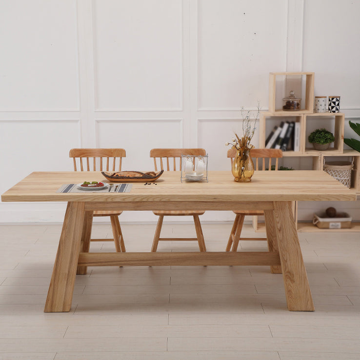 Rectangle Pine Wood Dining Table Modern Table in Nature with Wooden Trestle Base Clearhalo ' dining_table' 'Dining Tables & Seating' 'Dining Tables' 'furn' 'furn_dining_table' 'Furniture' 'furniture_dining_table' 'Kitchen & Dining Furniture' 'kitchen&dining_furn' 'kitchen' 'kitchen_dining_table' 3756898