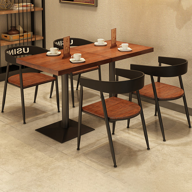 Solid Wood Industrial Dining Table Brown Square Table with Metal Base for Dinning Room Clearhalo ' dining_table' 'Dining Tables & Seating' 'Dining Tables' 'furn' 'furn_dining_table' 'Furniture' 'furniture_dining_table' 'Kitchen & Dining Furniture' 'kitchen&dining_furn' 'kitchen' 'kitchen_dining_table' 3756913