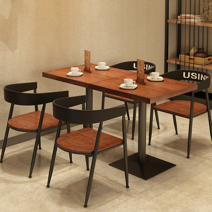 Solid Wood Industrial Dining Table Brown Square Table with Metal Base for Dinning Room Clearhalo ' dining_table' 'Dining Tables & Seating' 'Dining Tables' 'furn' 'furn_dining_table' 'Furniture' 'furniture_dining_table' 'Kitchen & Dining Furniture' 'kitchen&dining_furn' 'kitchen' 'kitchen_dining_table' 3756914