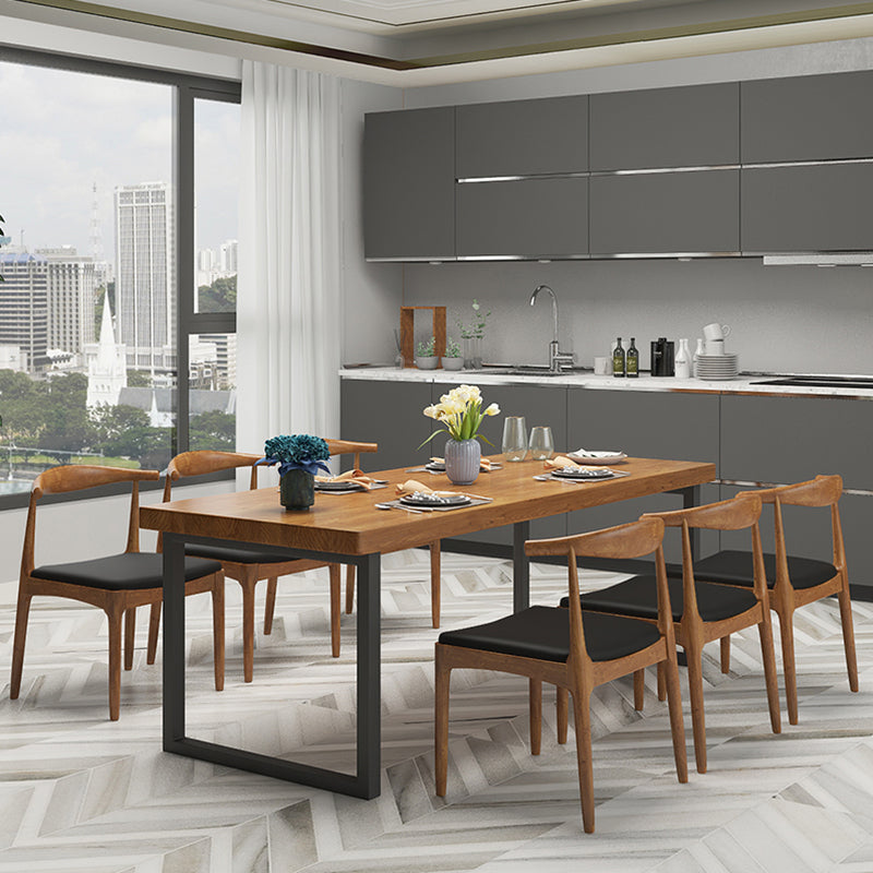 Industrial Style Pine Solid Wood Dining Table Sled Base Rectangle Table for Home Clearhalo ' dining_table' 'Dining Tables & Seating' 'Dining Tables' 'furn' 'furn_dining_table' 'Furniture' 'furniture_dining_table' 'Kitchen & Dining Furniture' 'kitchen&dining_furn' 'kitchen' 'kitchen_dining_table' 3756917