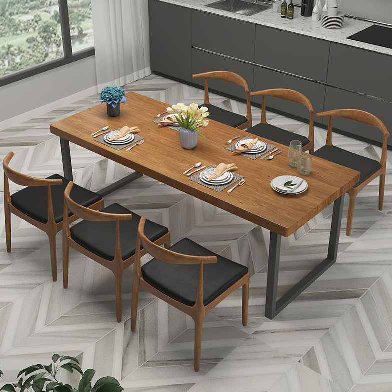 Industrial Style Pine Solid Wood Dining Table Sled Base Rectangle Table for Home Clearhalo ' dining_table' 'Dining Tables & Seating' 'Dining Tables' 'furn' 'furn_dining_table' 'Furniture' 'furniture_dining_table' 'Kitchen & Dining Furniture' 'kitchen&dining_furn' 'kitchen' 'kitchen_dining_table' 3756923