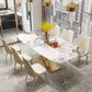 Metal Traditional Luxury Rectangle Dining Table Sintered Stone Top Table with Pedestal Base Clearhalo ' dining_table' 'Dining Tables & Seating' 'Dining Tables' 'furn' 'furn_dining_table' 'Furniture' 'furniture_dining_table' 'Kitchen & Dining Furniture' 'kitchen&dining_furn' 'kitchen' 'kitchen_dining_table' 3756959