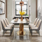 Metal Traditional Luxury Rectangle Dining Table Sintered Stone Top Table with Pedestal Base Clearhalo ' dining_table' 'Dining Tables & Seating' 'Dining Tables' 'furn' 'furn_dining_table' 'Furniture' 'furniture_dining_table' 'Kitchen & Dining Furniture' 'kitchen&dining_furn' 'kitchen' 'kitchen_dining_table' 3756968