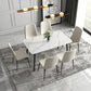 Simple Sintered Stone Kitchen Dining Table Rectangle White Dining Table with 4 Legs Base Clearhalo ' dining_table' 'Dining Tables & Seating' 'Dining Tables' 'Furniture' 'furniture_dining_table' 'Kitchen & Dining Furniture' 'kitchen&dining_furn' 'kitchen' 'kitchen_dining_table' 3756969