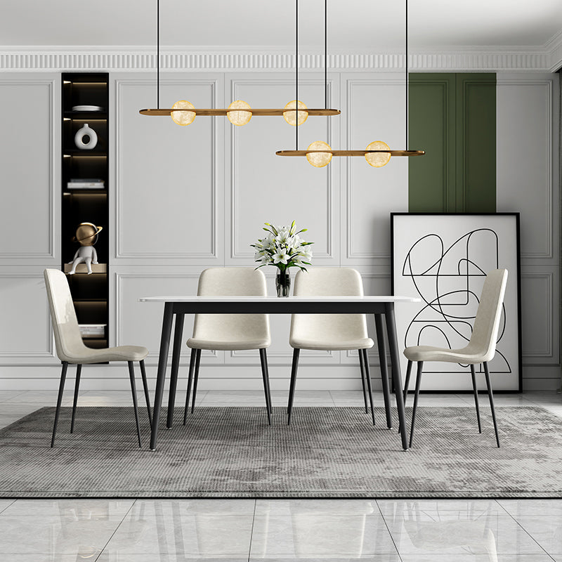 Simple Sintered Stone Kitchen Dining Table Rectangle White Dining Table with 4 Legs Base Clearhalo ' dining_table' 'Dining Tables & Seating' 'Dining Tables' 'Furniture' 'furniture_dining_table' 'Kitchen & Dining Furniture' 'kitchen&dining_furn' 'kitchen' 'kitchen_dining_table' 3756972