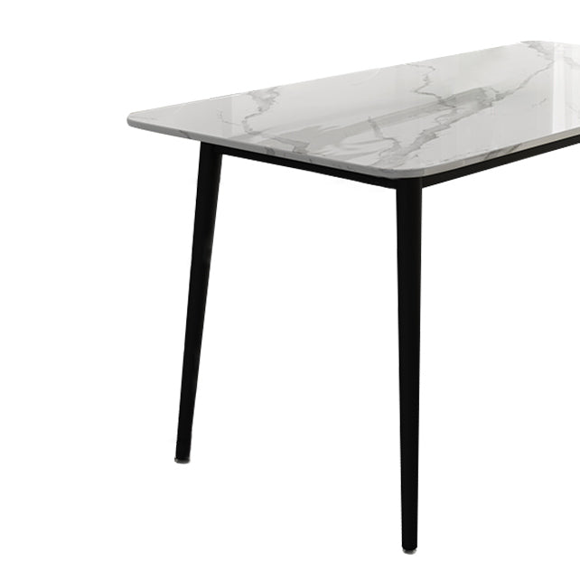 Simple Sintered Stone Kitchen Dining Table Rectangle White Dining Table with 4 Legs Base Clearhalo ' dining_table' 'Dining Tables & Seating' 'Dining Tables' 'Furniture' 'furniture_dining_table' 'Kitchen & Dining Furniture' 'kitchen&dining_furn' 'kitchen' 'kitchen_dining_table' 3756974