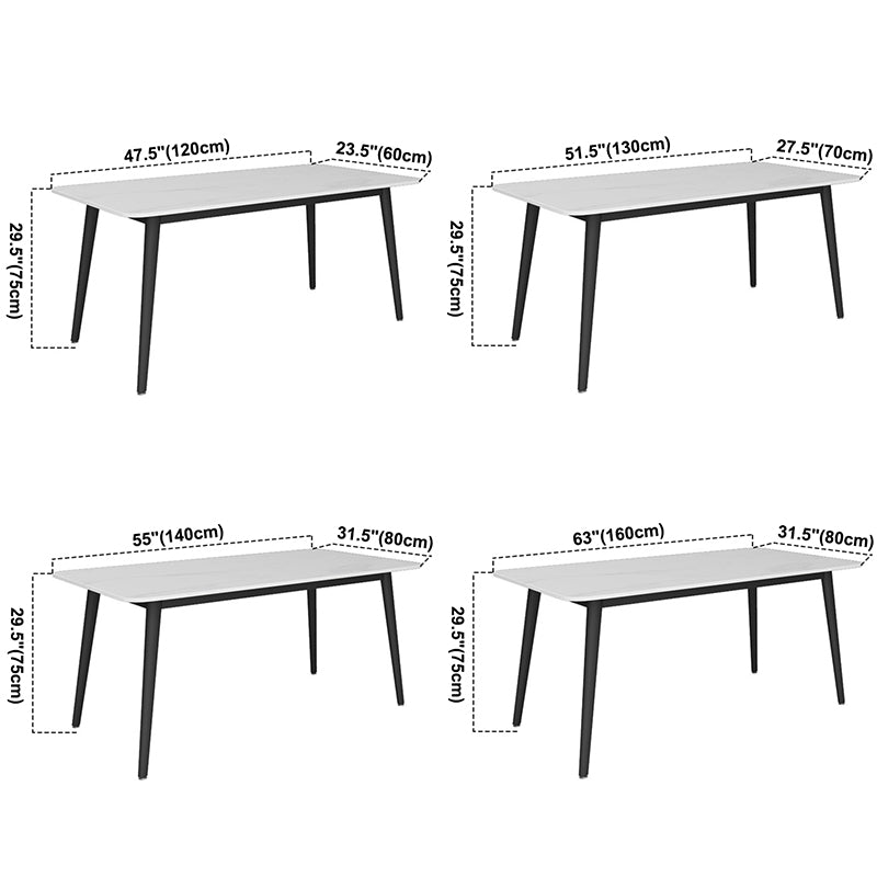 Simple Sintered Stone Kitchen Dining Table Rectangle White Dining Table with 4 Legs Base Clearhalo ' dining_table' 'Dining Tables & Seating' 'Dining Tables' 'Furniture' 'furniture_dining_table' 'Kitchen & Dining Furniture' 'kitchen&dining_furn' 'kitchen' 'kitchen_dining_table' 3756978