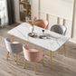 Rectangle 4 Legs Glam Dining Table White Fixed Table of Sintered Stone Clearhalo ' dining_table' 'Dining Tables & Seating' 'Dining Tables' 'furn' 'furn_dining_table' 'Furniture' 'furniture_dining_table' 'Kitchen & Dining Furniture' 'kitchen&dining_furn' 'kitchen' 'kitchen_dining_table' 3756982