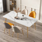 Rectangle 4 Legs Glam Dining Table White Fixed Table of Sintered Stone Clearhalo ' dining_table' 'Dining Tables & Seating' 'Dining Tables' 'furn' 'furn_dining_table' 'Furniture' 'furniture_dining_table' 'Kitchen & Dining Furniture' 'kitchen&dining_furn' 'kitchen' 'kitchen_dining_table' 3756983