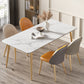 Rectangle 4 Legs Glam Dining Table White Fixed Table of Sintered Stone Clearhalo ' dining_table' 'Dining Tables & Seating' 'Dining Tables' 'furn' 'furn_dining_table' 'Furniture' 'furniture_dining_table' 'Kitchen & Dining Furniture' 'kitchen&dining_furn' 'kitchen' 'kitchen_dining_table' 3756984