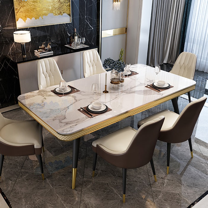 Sintered Stone Modern Rectangle Dining Table White Stone Top Table with 4 Legs Clearhalo ' dining_table' 'Dining Tables & Seating' 'Dining Tables' 'furn' 'furn_dining_table' 'Furniture' 'furniture_dining_table' 'Kitchen & Dining Furniture' 'kitchen&dining_furn' 'kitchen' 'kitchen_dining_table' 3756991