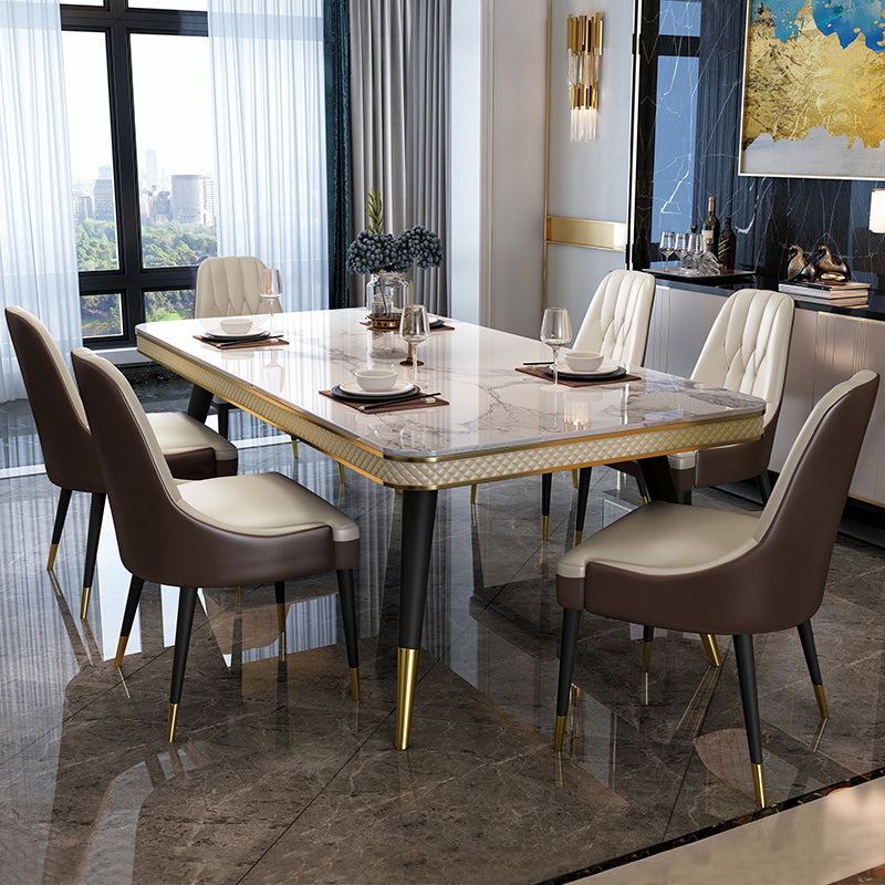 Sintered Stone Modern Rectangle Dining Table White Stone Top Table with 4 Legs Clearhalo ' dining_table' 'Dining Tables & Seating' 'Dining Tables' 'furn' 'furn_dining_table' 'Furniture' 'furniture_dining_table' 'Kitchen & Dining Furniture' 'kitchen&dining_furn' 'kitchen' 'kitchen_dining_table' 3756994