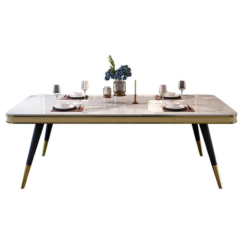 Sintered Stone Modern Rectangle Dining Table White Stone Top Table with 4 Legs Without Chairs Clearhalo ' dining_table' 'Dining Tables & Seating' 'Dining Tables' 'furn' 'furn_dining_table' 'Furniture' 'furniture_dining_table' 'Kitchen & Dining Furniture' 'kitchen&dining_furn' 'kitchen' 'kitchen_dining_table' 3756995