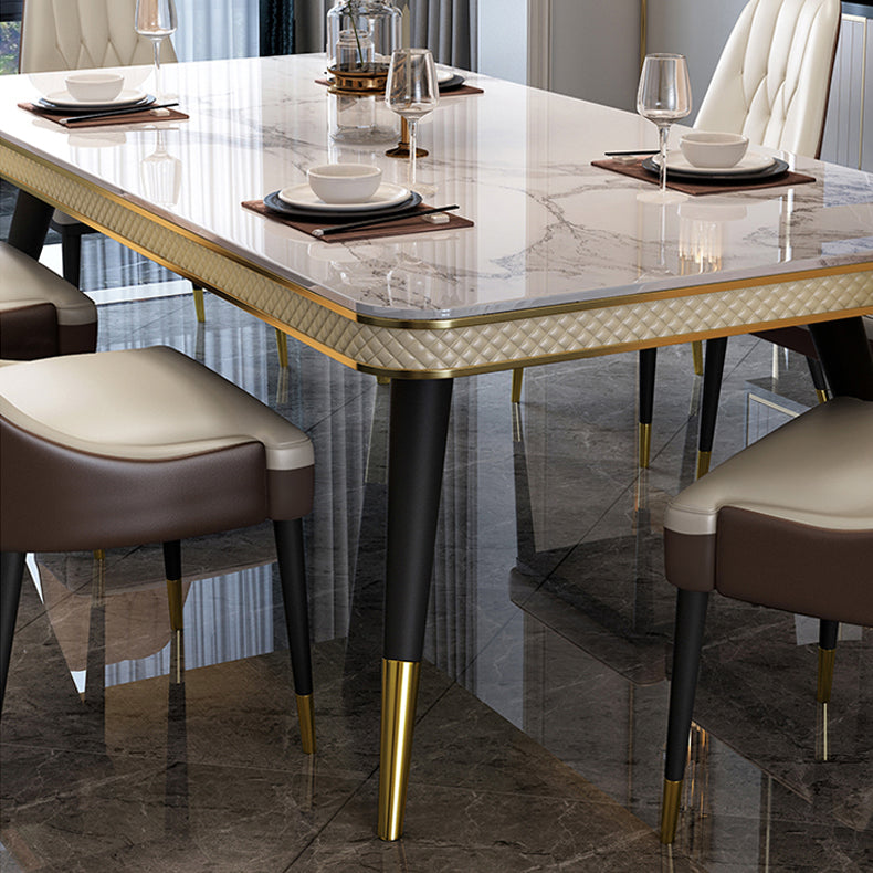 Sintered Stone Modern Rectangle Dining Table White Stone Top Table with 4 Legs Clearhalo ' dining_table' 'Dining Tables & Seating' 'Dining Tables' 'furn' 'furn_dining_table' 'Furniture' 'furniture_dining_table' 'Kitchen & Dining Furniture' 'kitchen&dining_furn' 'kitchen' 'kitchen_dining_table' 3756996