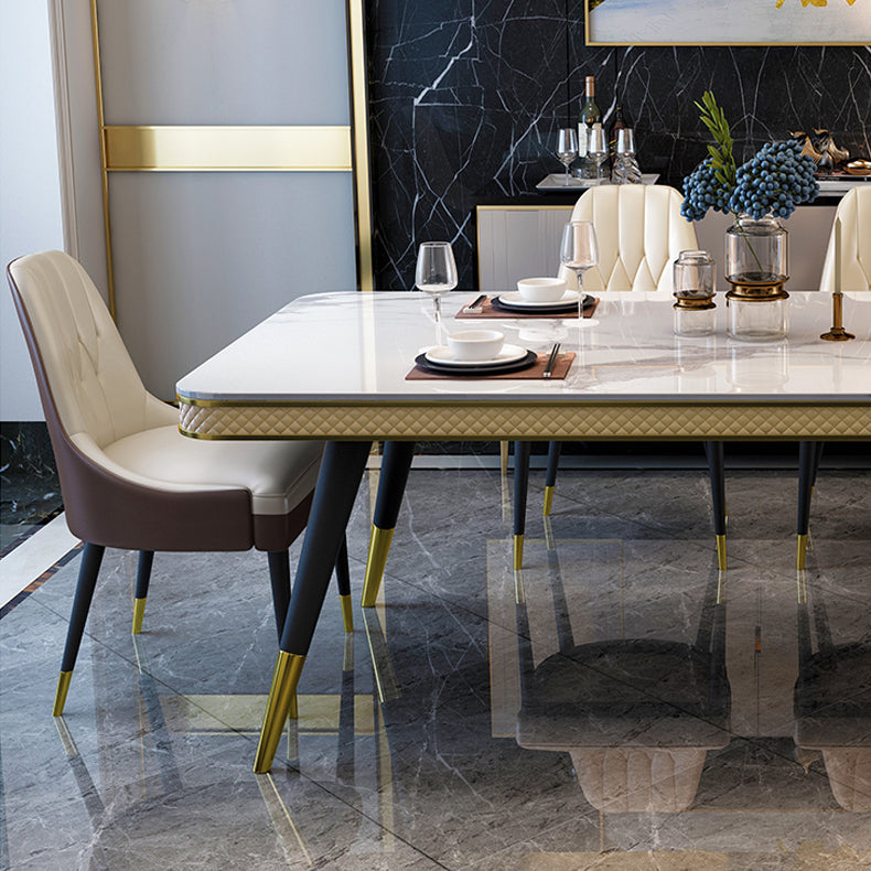 Sintered Stone Modern Rectangle Dining Table White Stone Top Table with 4 Legs Clearhalo ' dining_table' 'Dining Tables & Seating' 'Dining Tables' 'furn' 'furn_dining_table' 'Furniture' 'furniture_dining_table' 'Kitchen & Dining Furniture' 'kitchen&dining_furn' 'kitchen' 'kitchen_dining_table' 3756997