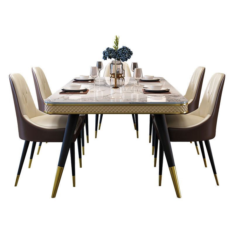 Sintered Stone Modern Rectangle Dining Table White Stone Top Table with 4 Legs Clearhalo ' dining_table' 'Dining Tables & Seating' 'Dining Tables' 'furn' 'furn_dining_table' 'Furniture' 'furniture_dining_table' 'Kitchen & Dining Furniture' 'kitchen&dining_furn' 'kitchen' 'kitchen_dining_table' 3756998