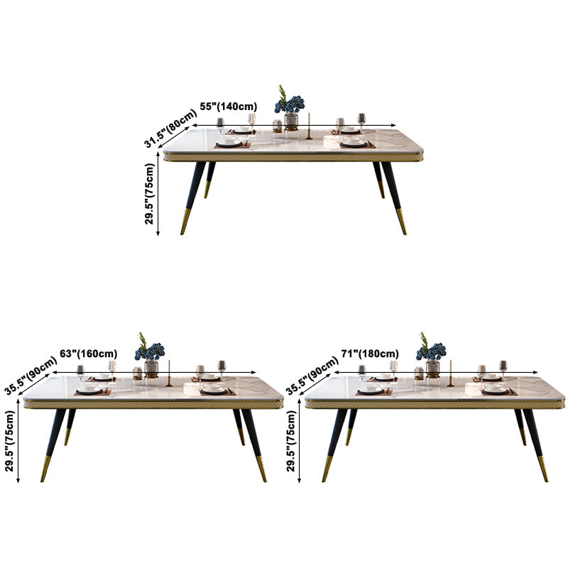 Sintered Stone Modern Rectangle Dining Table White Stone Top Table with 4 Legs Clearhalo ' dining_table' 'Dining Tables & Seating' 'Dining Tables' 'furn' 'furn_dining_table' 'Furniture' 'furniture_dining_table' 'Kitchen & Dining Furniture' 'kitchen&dining_furn' 'kitchen' 'kitchen_dining_table' 3756999