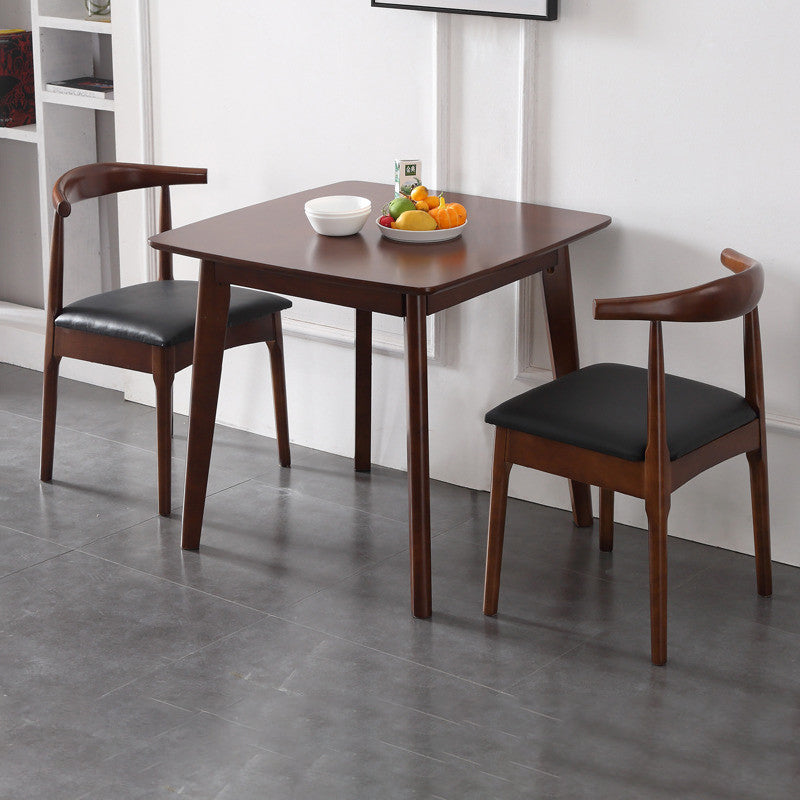 Square Industrial Dining Table Wood Color Fixed Table with Rubberwood Solid Wood Clearhalo ' dining_table' 'Dining Tables & Seating' 'Dining Tables' 'furn' 'furn_dining_table' 'Furniture' 'furniture_dining_table' 'Kitchen & Dining Furniture' 'kitchen&dining_furn' 'kitchen' 'kitchen_dining_table' 3757000
