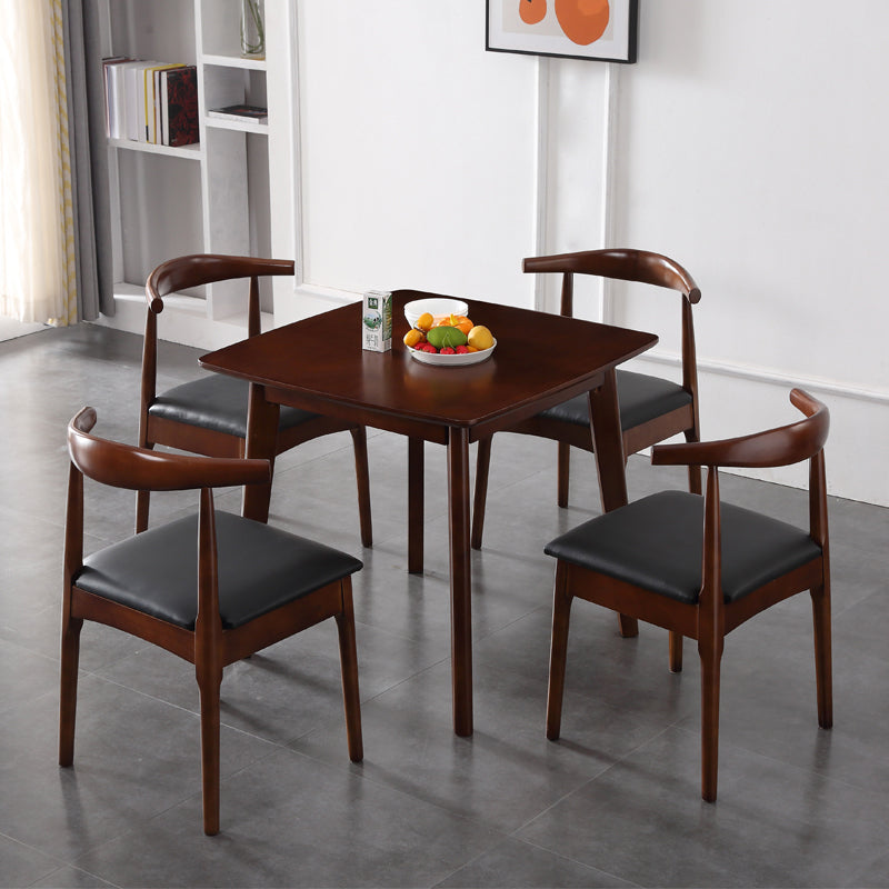 Square Industrial Dining Table Wood Color Fixed Table with Rubberwood Solid Wood Clearhalo ' dining_table' 'Dining Tables & Seating' 'Dining Tables' 'furn' 'furn_dining_table' 'Furniture' 'furniture_dining_table' 'Kitchen & Dining Furniture' 'kitchen&dining_furn' 'kitchen' 'kitchen_dining_table' 3757002