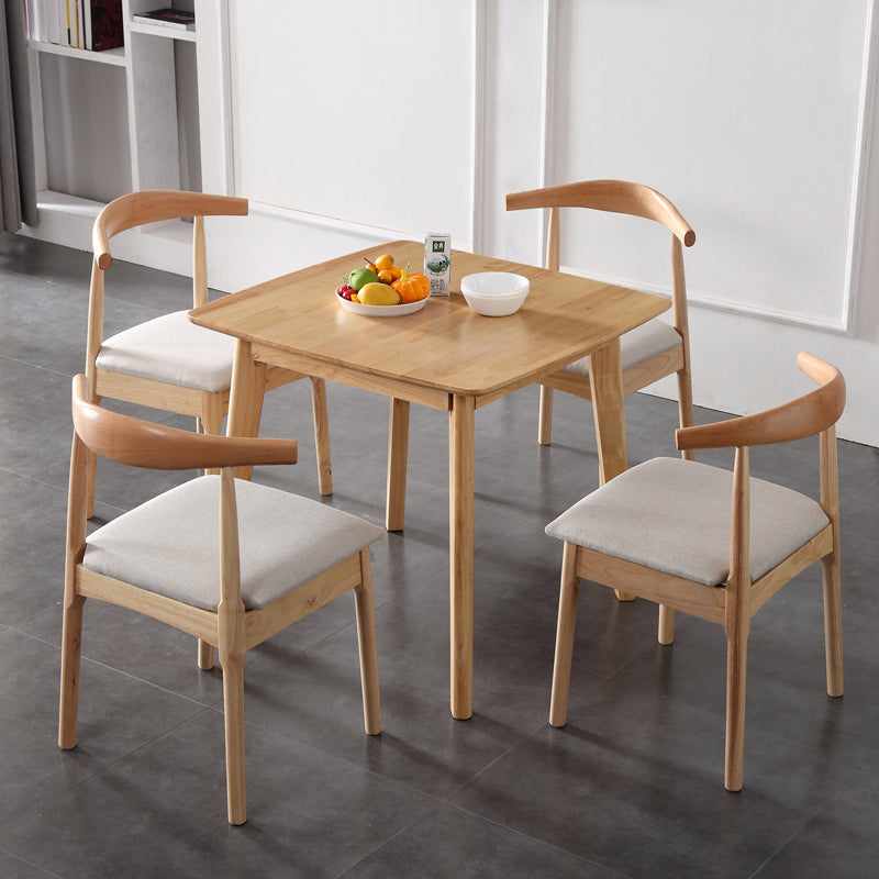 Square Industrial Dining Table Wood Color Fixed Table with Rubberwood Solid Wood Clearhalo ' dining_table' 'Dining Tables & Seating' 'Dining Tables' 'furn' 'furn_dining_table' 'Furniture' 'furniture_dining_table' 'Kitchen & Dining Furniture' 'kitchen&dining_furn' 'kitchen' 'kitchen_dining_table' 3757003