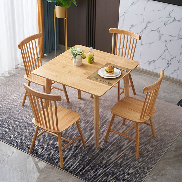 Square Industrial Dining Table Wood Color Fixed Table with Rubberwood Solid Wood Clearhalo ' dining_table' 'Dining Tables & Seating' 'Dining Tables' 'furn' 'furn_dining_table' 'Furniture' 'furniture_dining_table' 'Kitchen & Dining Furniture' 'kitchen&dining_furn' 'kitchen' 'kitchen_dining_table' 3757013
