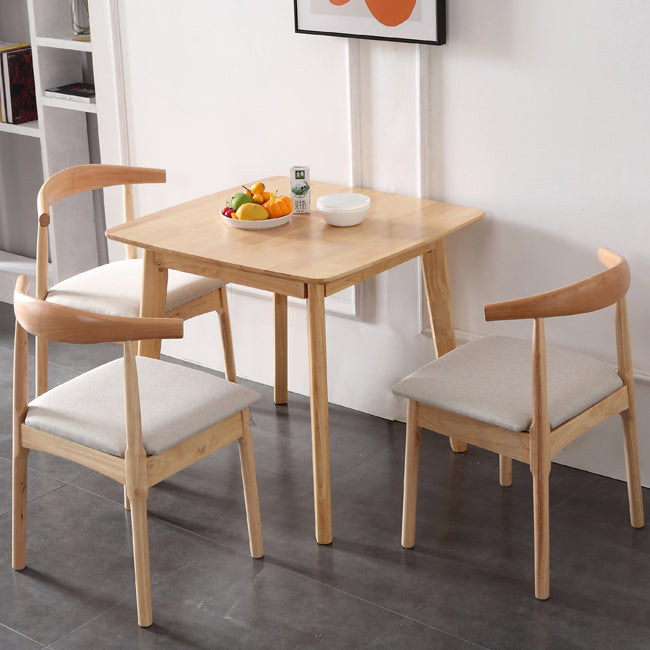Square Industrial Dining Table Wood Color Fixed Table with Rubberwood Solid Wood Clearhalo ' dining_table' 'Dining Tables & Seating' 'Dining Tables' 'furn' 'furn_dining_table' 'Furniture' 'furniture_dining_table' 'Kitchen & Dining Furniture' 'kitchen&dining_furn' 'kitchen' 'kitchen_dining_table' 3757014