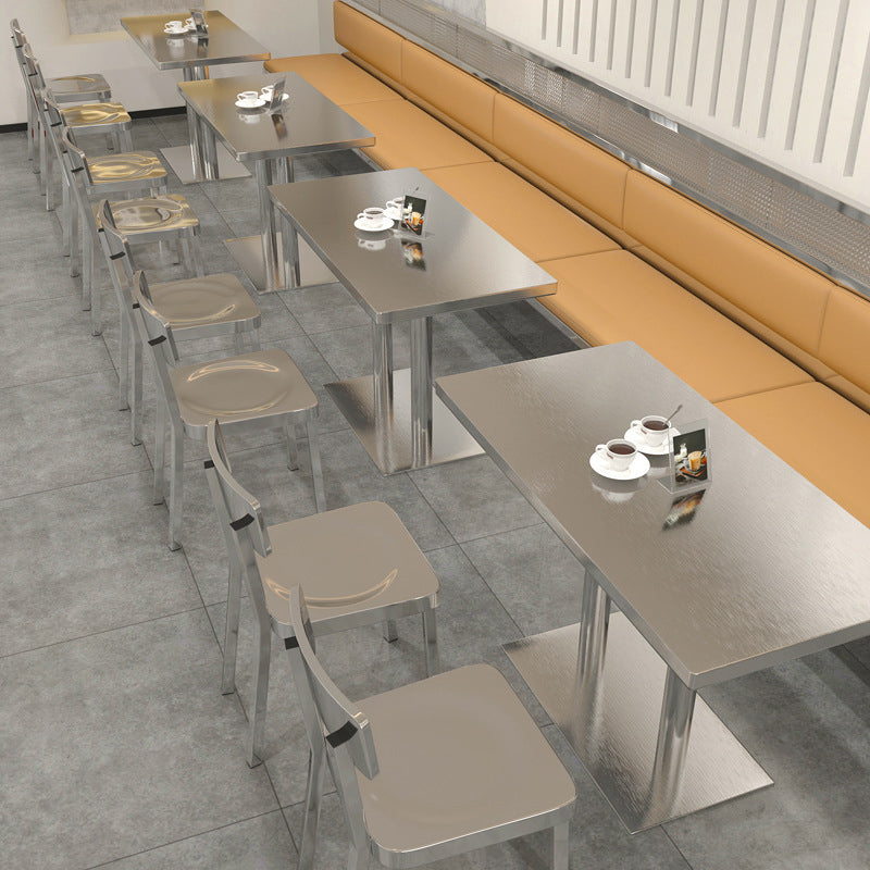Industrial Stainless Steel Dining Table Metal Base Table for Dinning Room Clearhalo ' dining_table' 'Dining Tables & Seating' 'Dining Tables' 'furn' 'furn_dining_table' 'Furniture' 'furniture_dining_table' 'Kitchen & Dining Furniture' 'kitchen&dining_furn' 'kitchen' 'kitchen_dining_table' 3757038