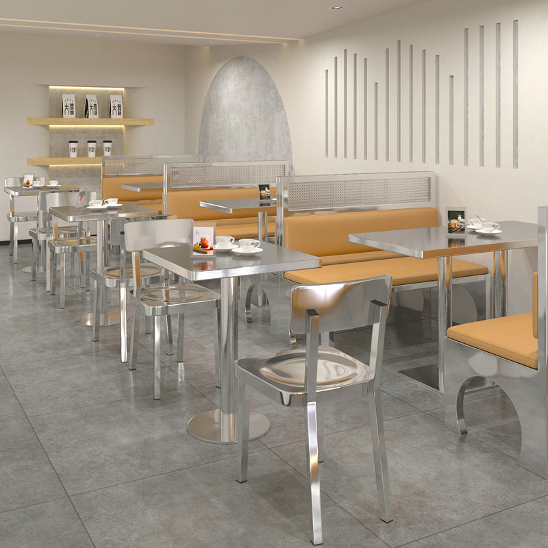 Industrial Stainless Steel Dining Table Metal Base Table for Dinning Room Clearhalo ' dining_table' 'Dining Tables & Seating' 'Dining Tables' 'furn' 'furn_dining_table' 'Furniture' 'furniture_dining_table' 'Kitchen & Dining Furniture' 'kitchen&dining_furn' 'kitchen' 'kitchen_dining_table' 3757040
