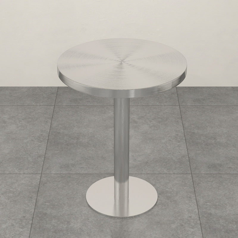 Industrial Stainless Steel Dining Table Metal Base Table for Dinning Room Round Without Chairs Clearhalo ' dining_table' 'Dining Tables & Seating' 'Dining Tables' 'furn' 'furn_dining_table' 'Furniture' 'furniture_dining_table' 'Kitchen & Dining Furniture' 'kitchen&dining_furn' 'kitchen' 'kitchen_dining_table' 3757043